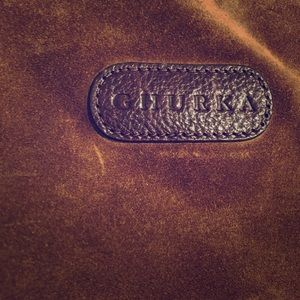 Ghurka brown suede and leather messenger bag